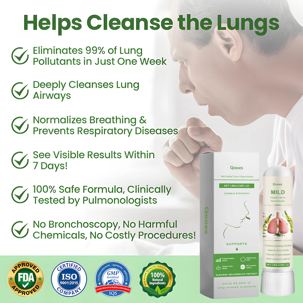 Qooes™ Herbal Detox Inhaler – FDA-Certified Respiratory Relief for COPD